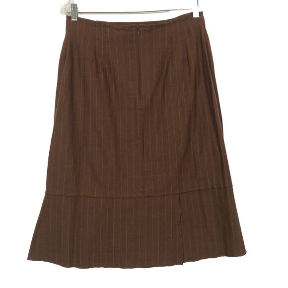 J Jill Pin Striped Skirt/12 Jacket/10 Suit Set Linen Blend Havana Brown Workwear - Picture 9 of 16